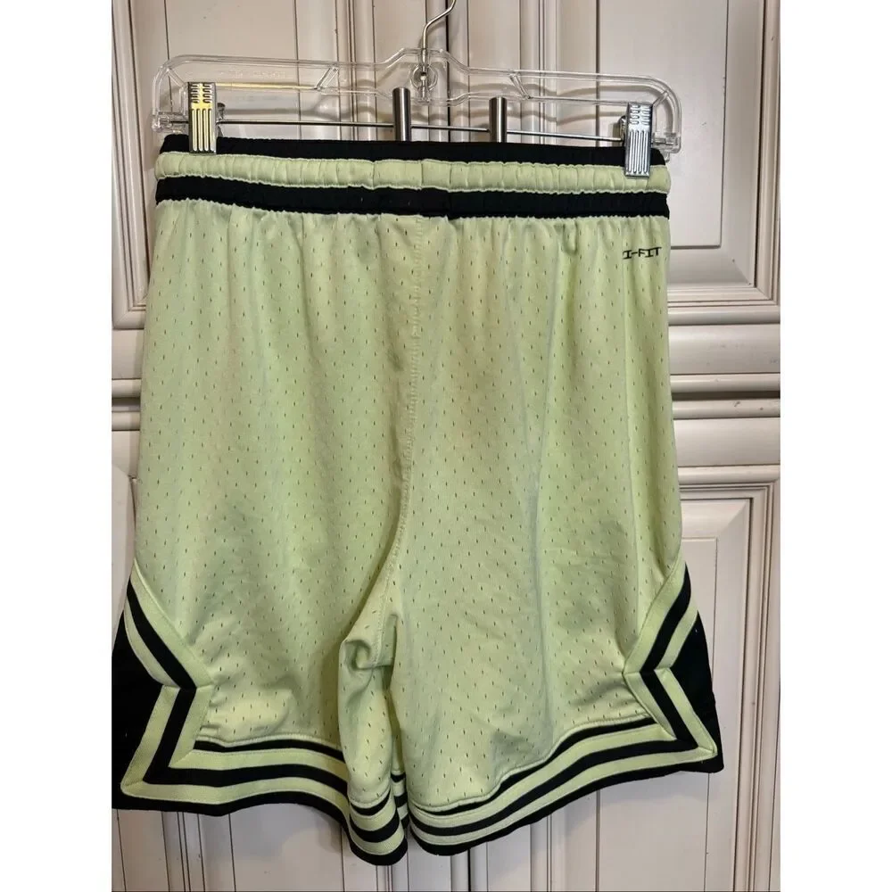 Jordan Youth Dri-FIT Sport Diamond Mesh Basketball Shorts Green Black Small